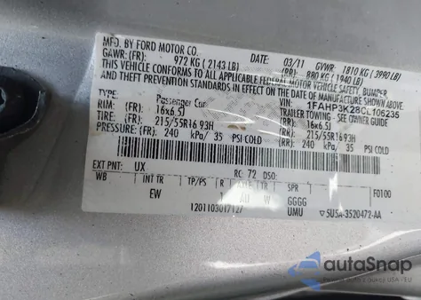 2012 Ford Focus Se z USA, uszkodzony, nr VIN 1FAHP3K28CL106235